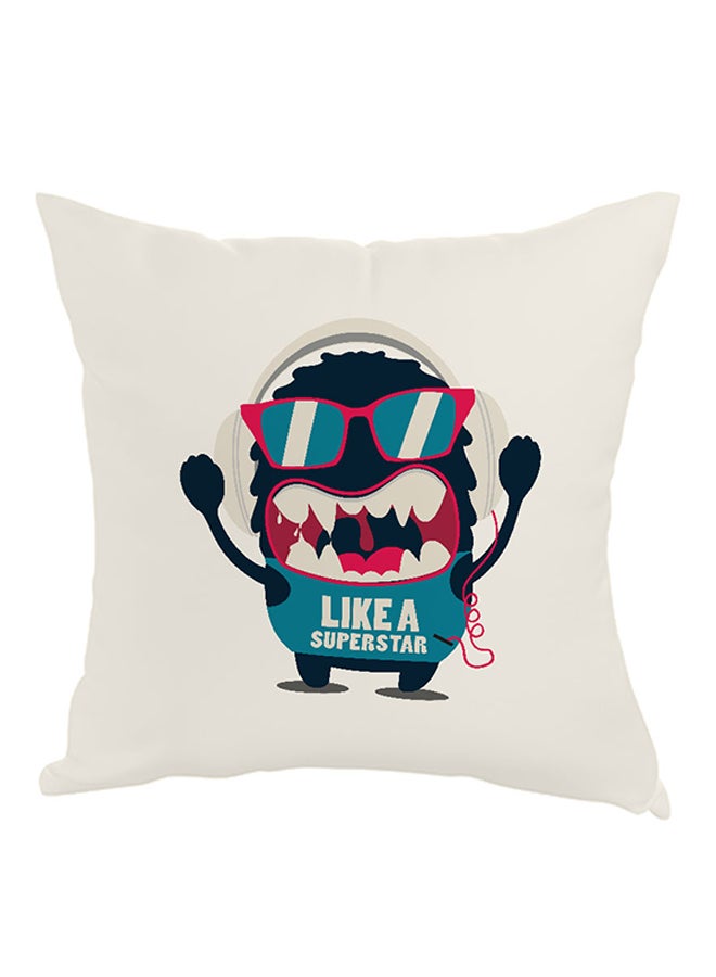 Like A Superstar Printed Pillow White/Blue/Pink 40 x 40cm