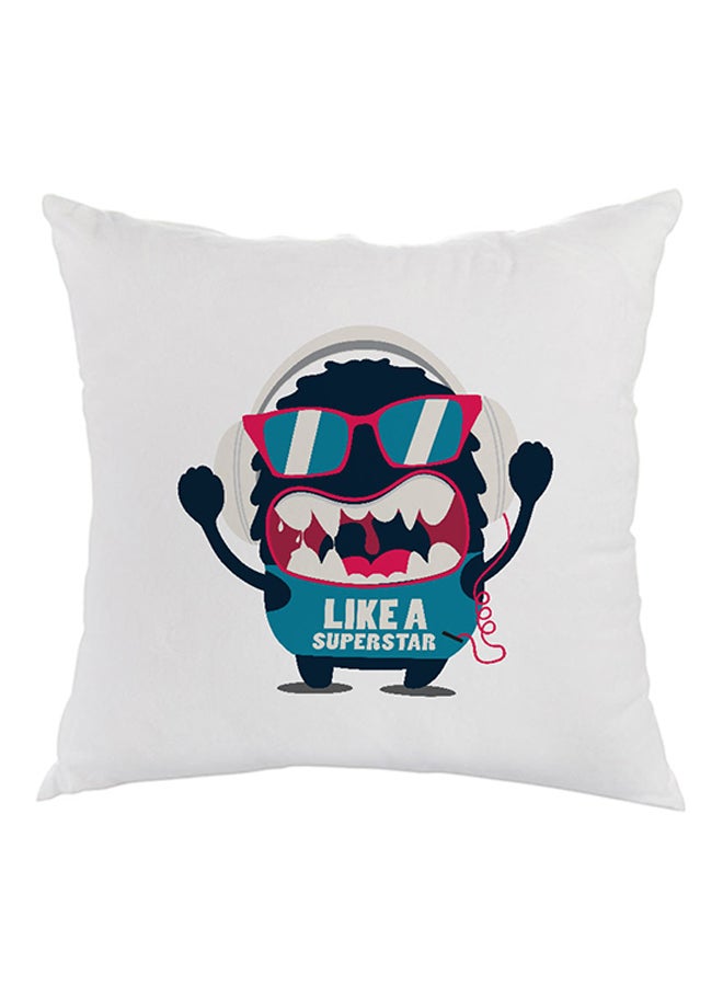 ديكالاك وسادة ديكور بطبعة عبارة Like A Superstar أبيض/أزرق/وردي 40x40سم