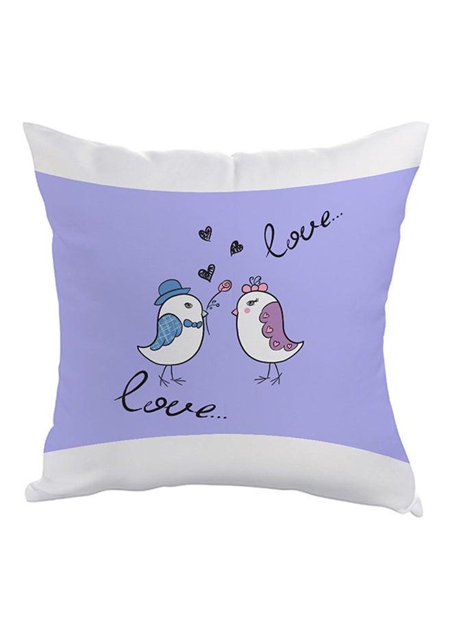Love Birds Printed Pillow Purple/White/Black 40 x 40cm