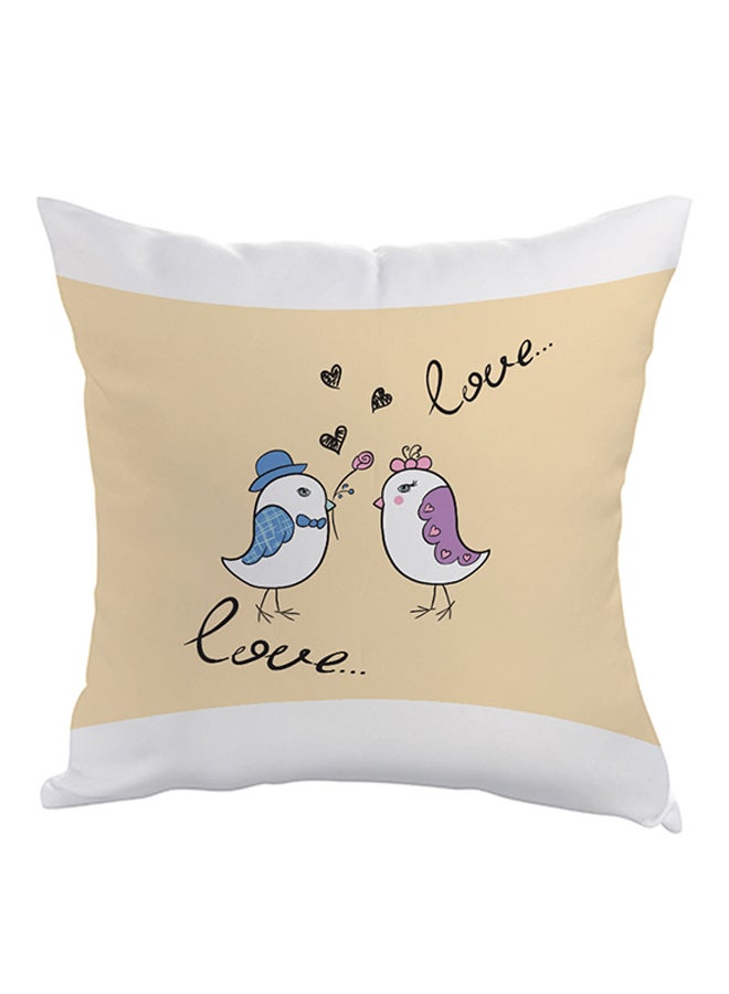 Love Birds Printed Pillow Beige/White/Black 40 x 40cm