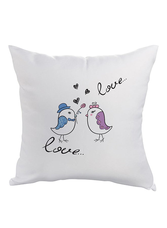 Love Birds Printed Pillow White/Black/Purple 40 x 40cm