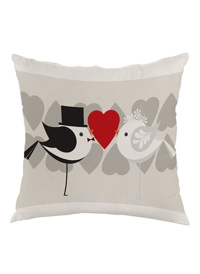 وسادة نوم بطبعة طيور الحب رمادي / أسود / أحمر 40 x 40سم