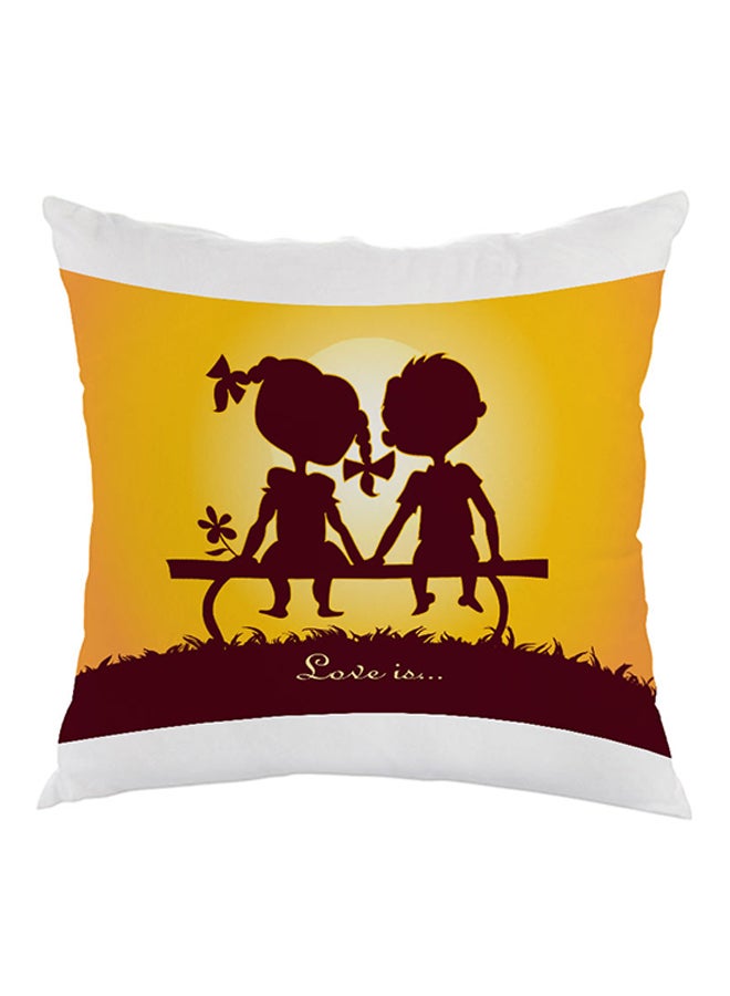 وسادة بطبعة  "لوف إز" برتقالي\كستنائي\أبيض 40x40سم