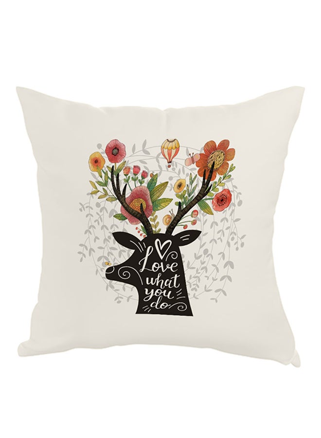 Decalac Love What You Do Printed Throw Pillow White/Black/Pink 40 x 40cm