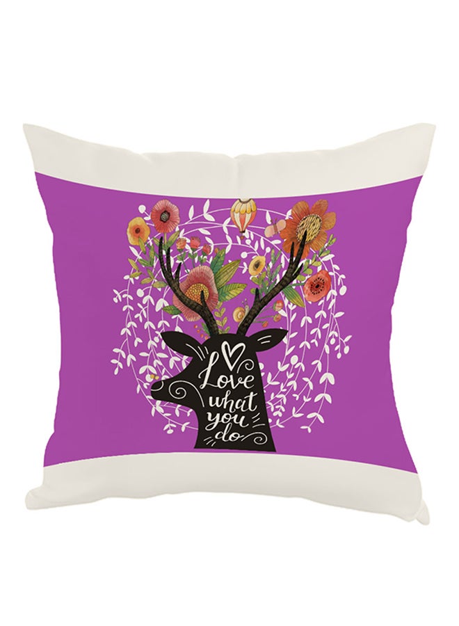Love What You Do Printed Pillow Purple/White/Black 40 x 40cm