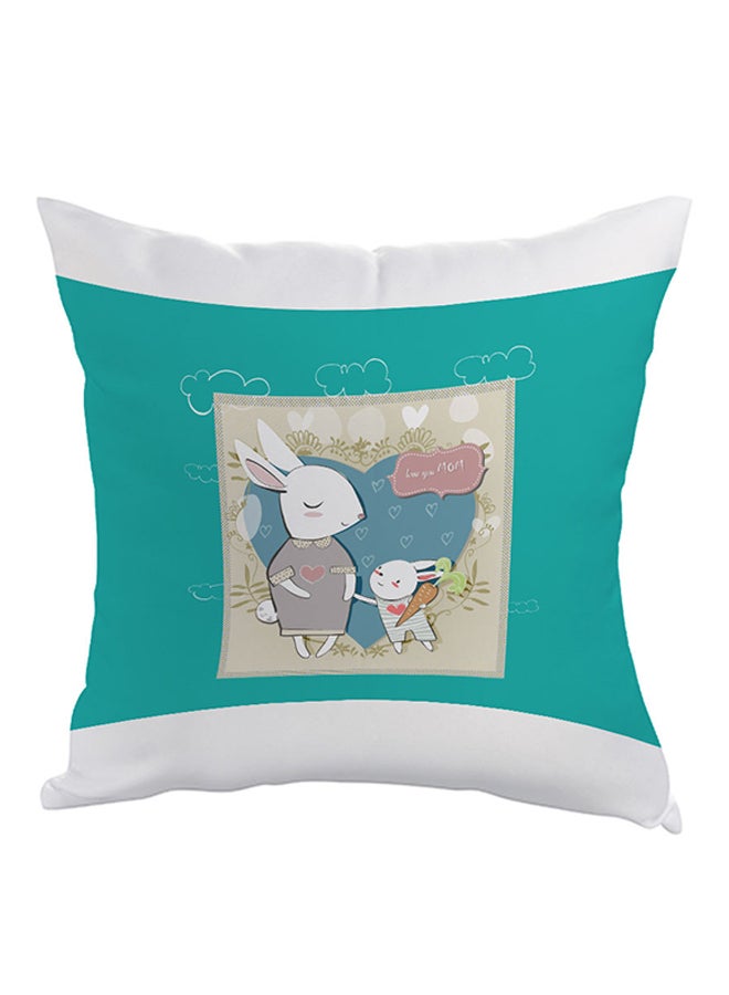 وسادة بطبعة "لوف يو مام" أخضر/أبيض 40x40سم