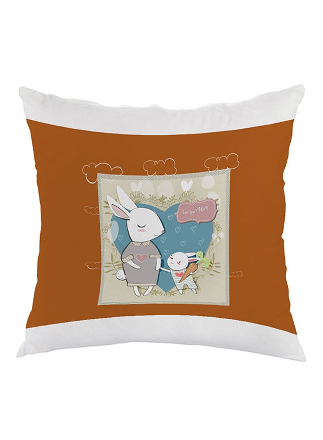 Decalac Love You Mom Printed Pillow Orange/White/Blue 40x40cm