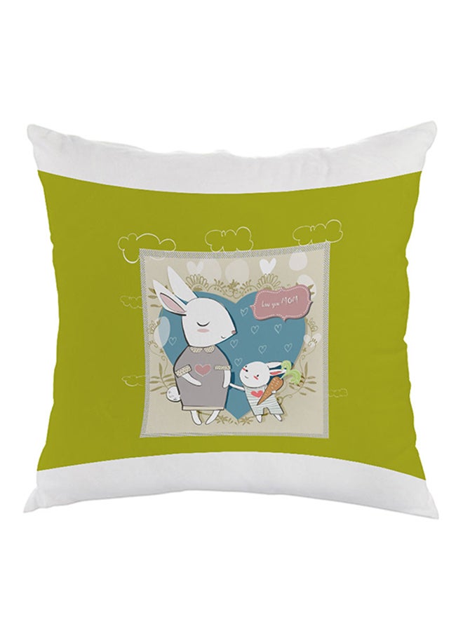 Decalac Love You Mom Printed Pillow Green/White/Blue 40x40cm