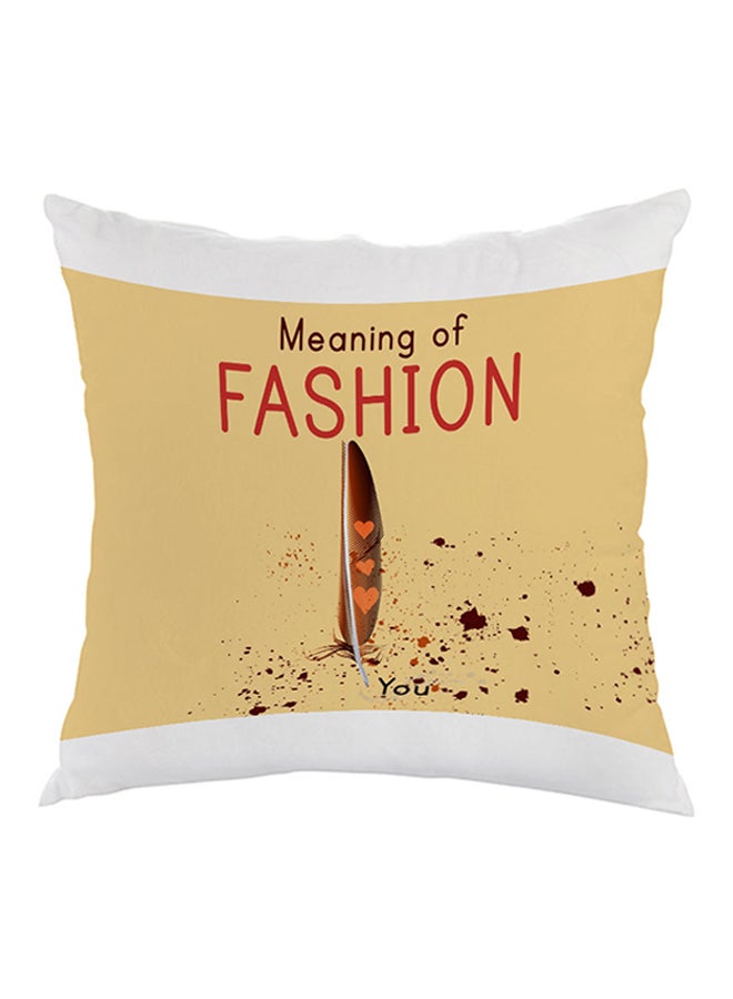 ديكالاك وسادة بطبعة "مينينج أوف فاشون" بيج/أبيض/أحمر 40 x 40سم