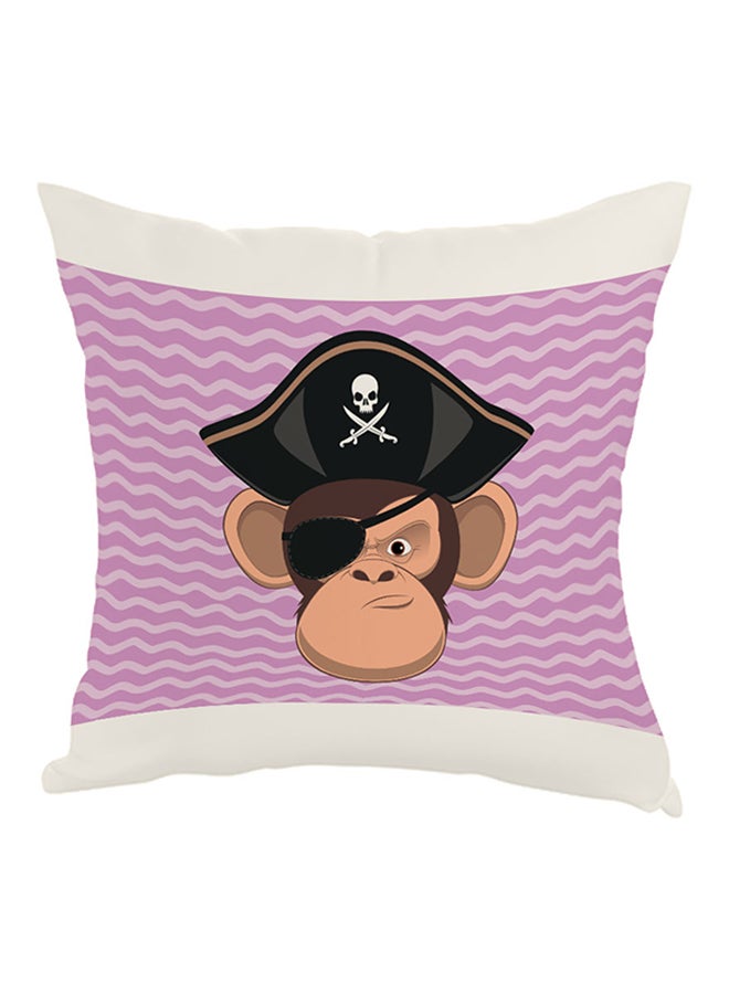 Decalac Monkey Pirate Printed Pillow Pink/Brown/Black 40x40cm