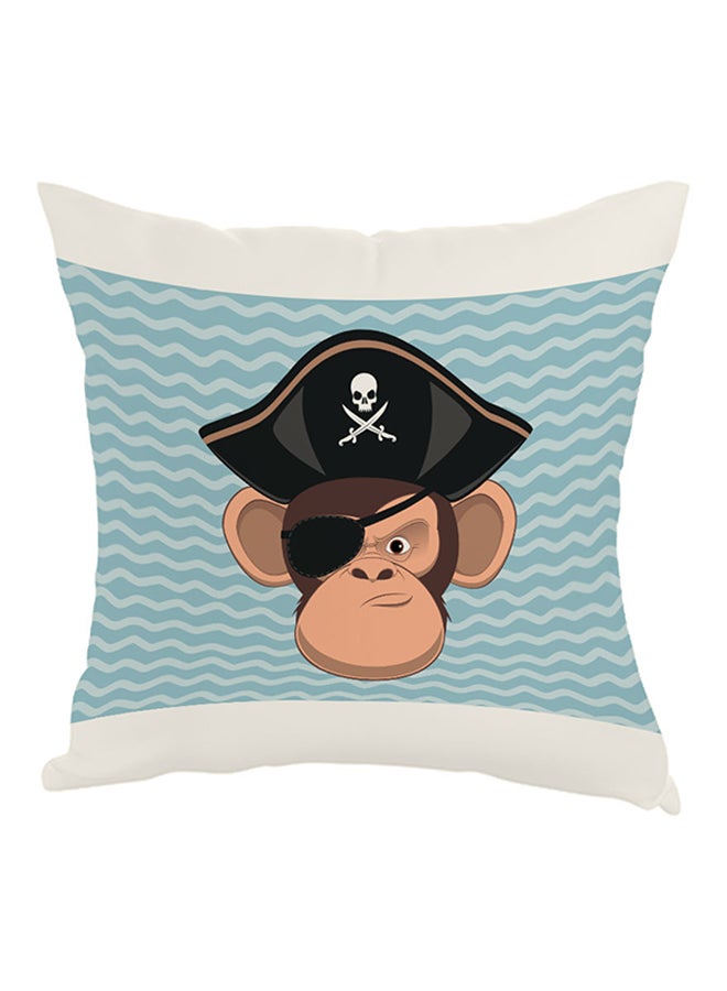 Decalac Monkey Pirate Printed Pillow Blue/Brown/Black 40x40cm