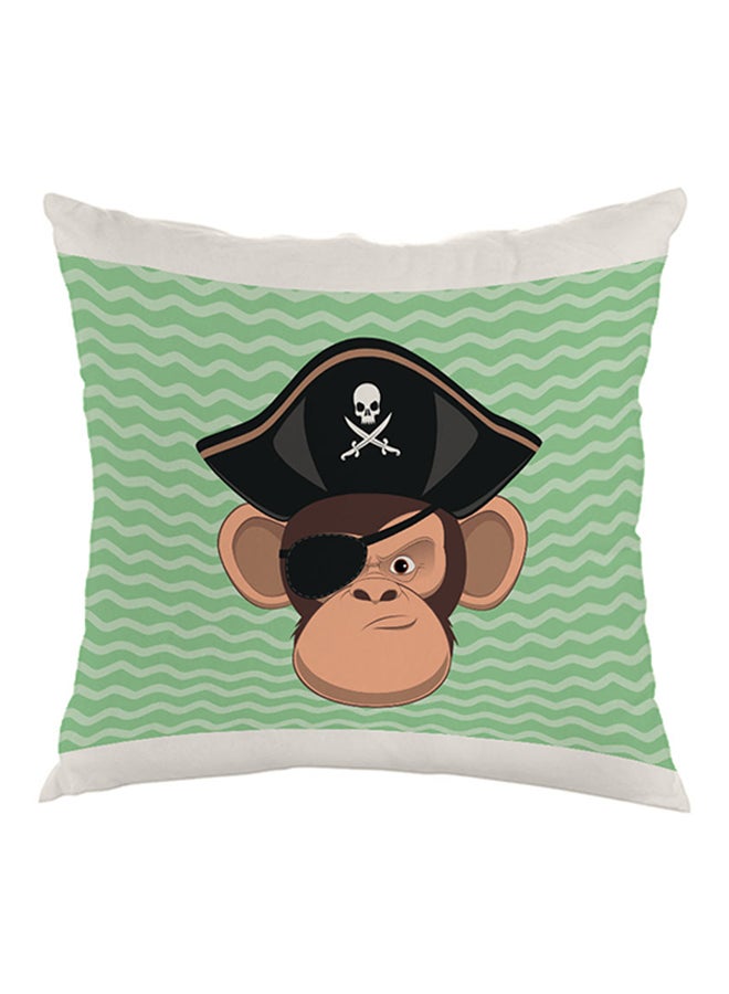 Monkey Pirate Printed Pillow Green/Black/White 40x40cm
