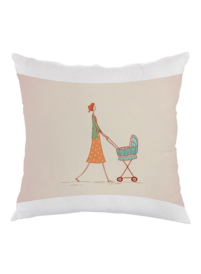 ديكالاك وسادة زينة بطبعة تمثل الأم والطفل بيج/برتقالي/أبيض 40x40سم