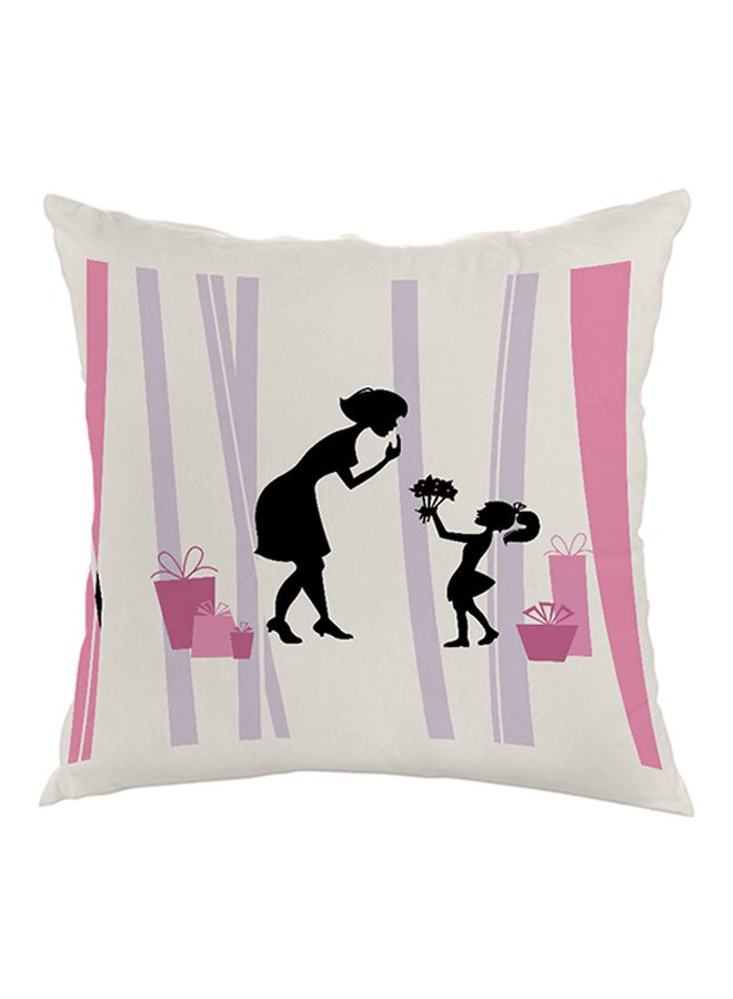Decalac Mother's Day Gift Printed Pillow White/Black/Purple 40 x 40centimeter