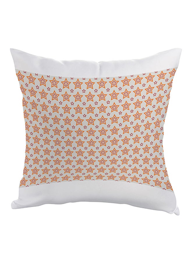 Motif Of Small And Large Stars Printed Pillow White/Orange/Red 40x40cm