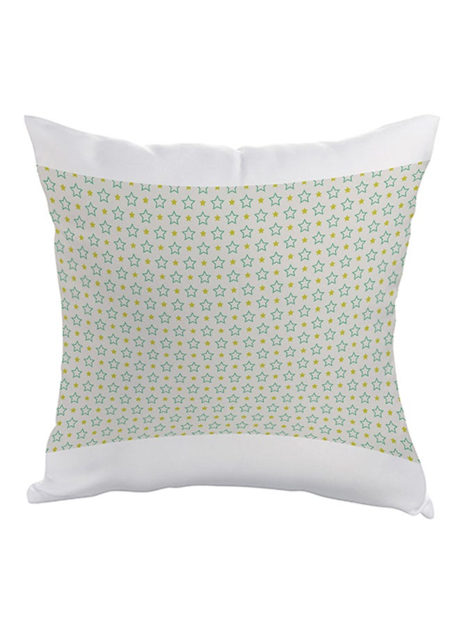 Decalac Motif Of Small And Large Stars Printed Pillow White/Blue/Yellow 40x40cm
