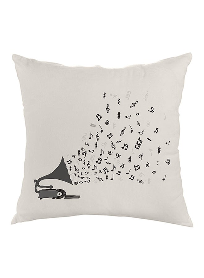 وسادة بطبعة آلة موسيقية أبيض/ أسود 40 x 40سم