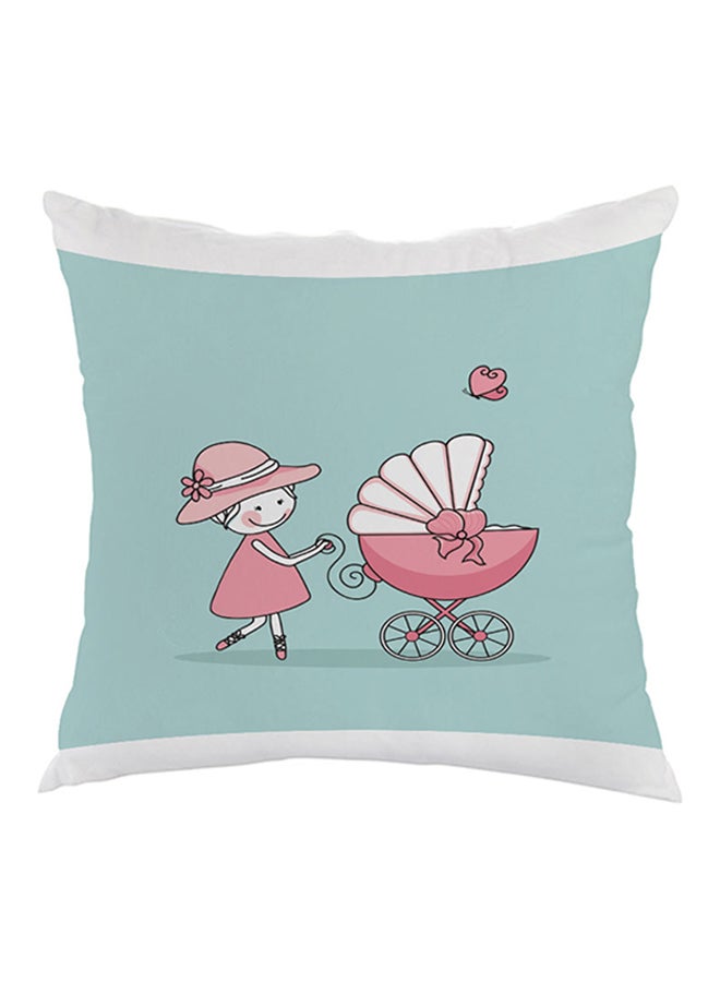 وسادة بطبعة "ماي ليتل براذر" أخضر/أبيض/وردي 40 x 40سم