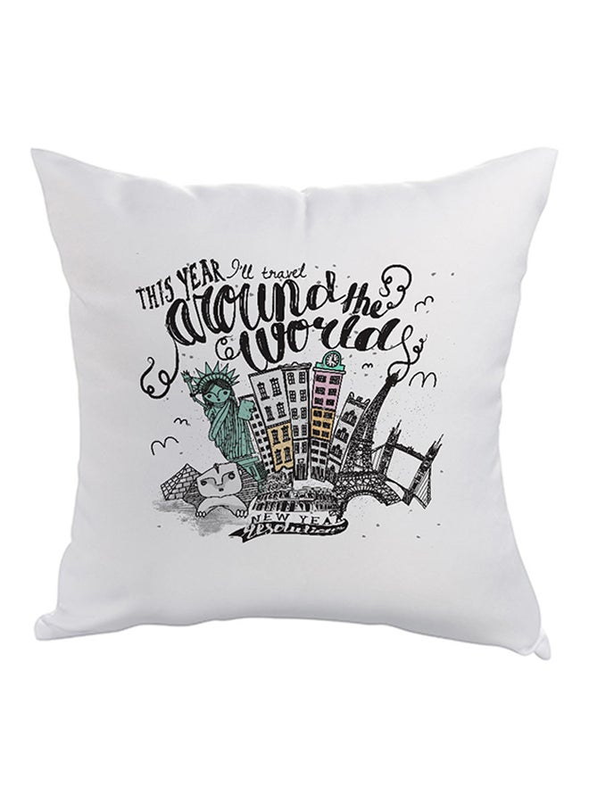 New Year Printed Pillow White/Black 40 x 40cm