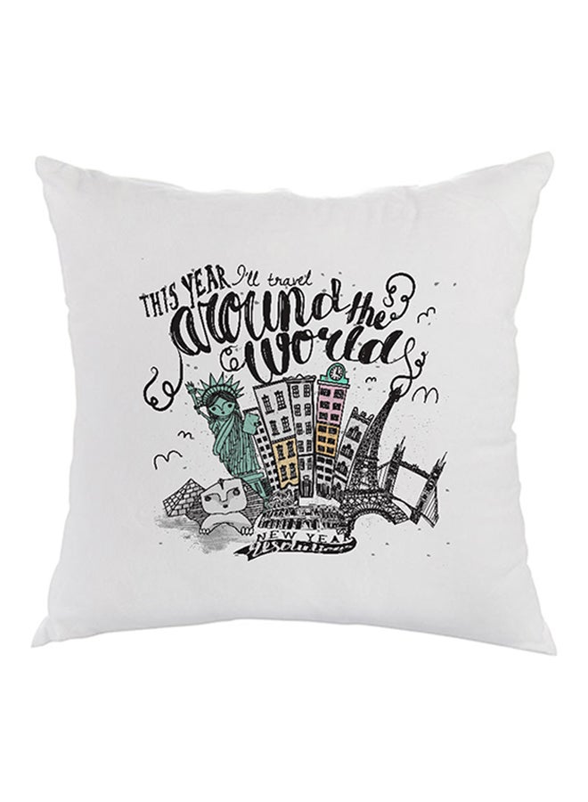 New Year Printed Pillow White/Black 40 x 40cm