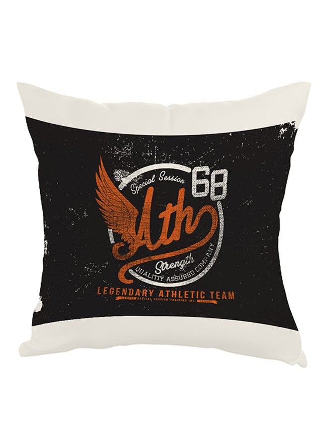 ديكالاك وسادة بطبعة "شعارات قديمة" برتقالي/أبيض/أسود 40 x 40سم