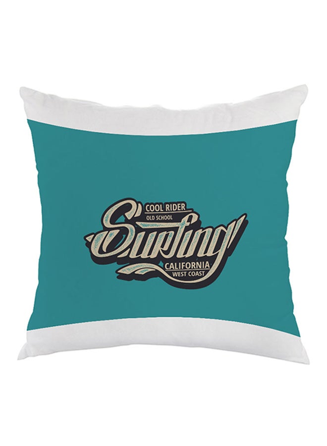 Old Slogans Printed Pillow Blue/White/Beige 40 x 40cm