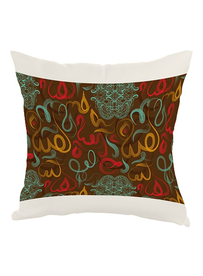وسادة ديكور بطبعة نقوش ملونة بني/أبيض/أحمر 40 x 40سم