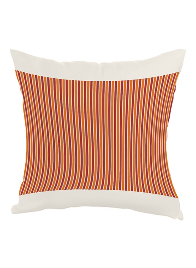 Ornament With Colored Lines Printed Pillow White/Red/Orange 40 x 40cm