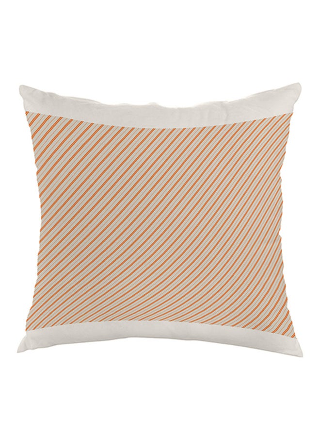 Ornament With Lines Printed Pillow Orange/White 40 x 40centimeter