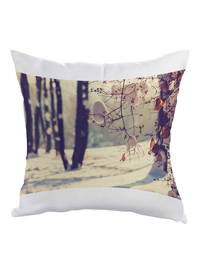 Decalac Painting Cotton Tree Printed Pillow White/Brown/Black 40x40cm