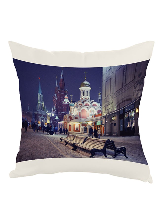 Painting From Russia Printed Throw Pillow White/Blue/Purple 40x40cm