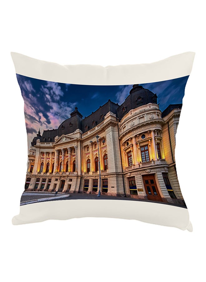 Painting Printed Pillow White/Blue/Brown 40 x 40cm