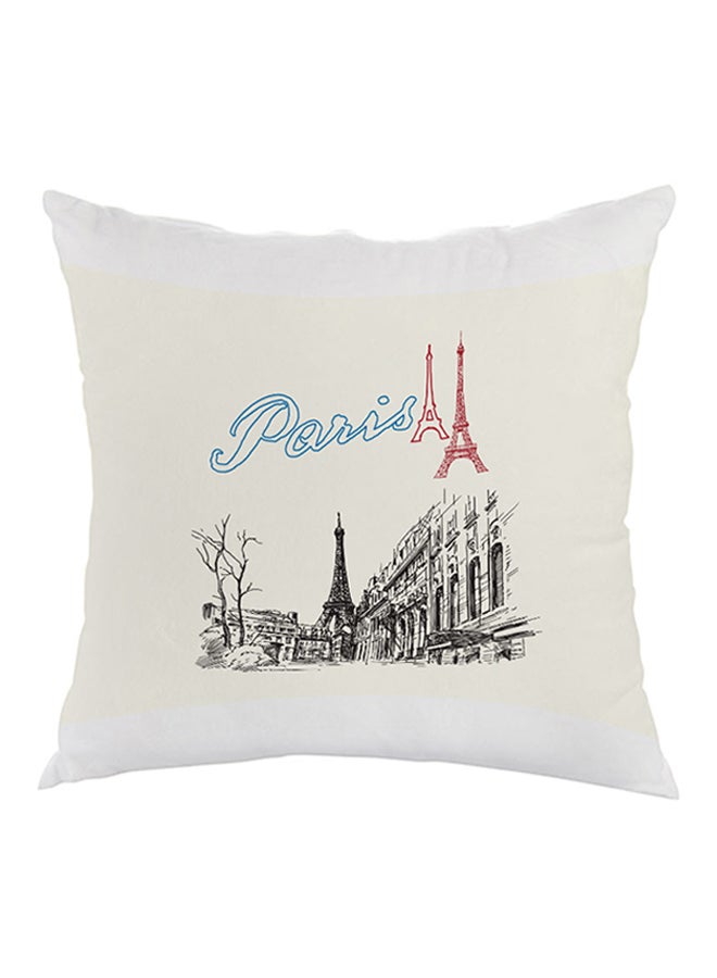 Decalac Paris Eiffel Tower Printed Pillow Beige/Black/Red 40 x 40cm