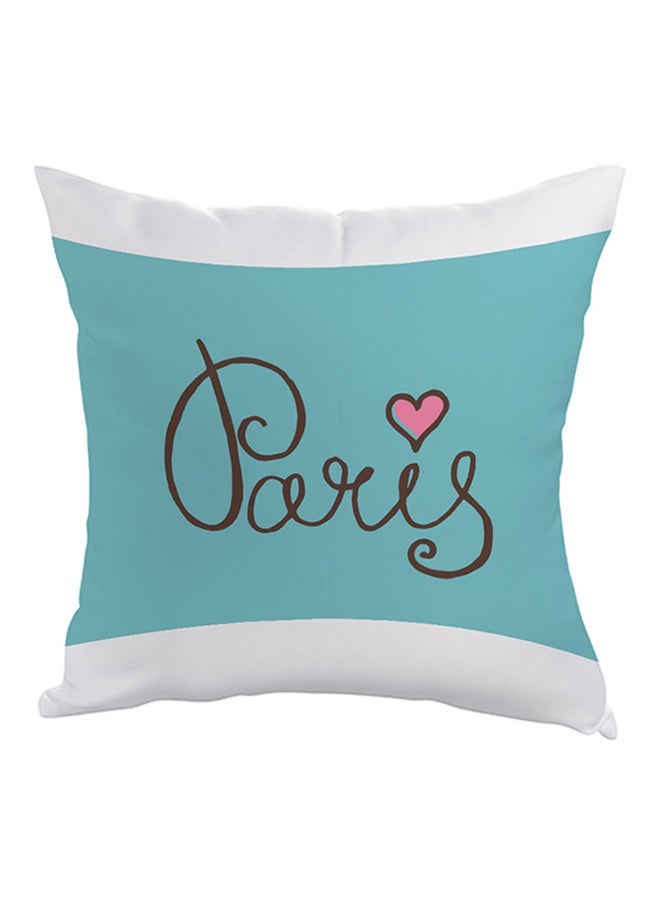 Paris Printed Pillow Blue/Brown/Pink 40 x 40cm