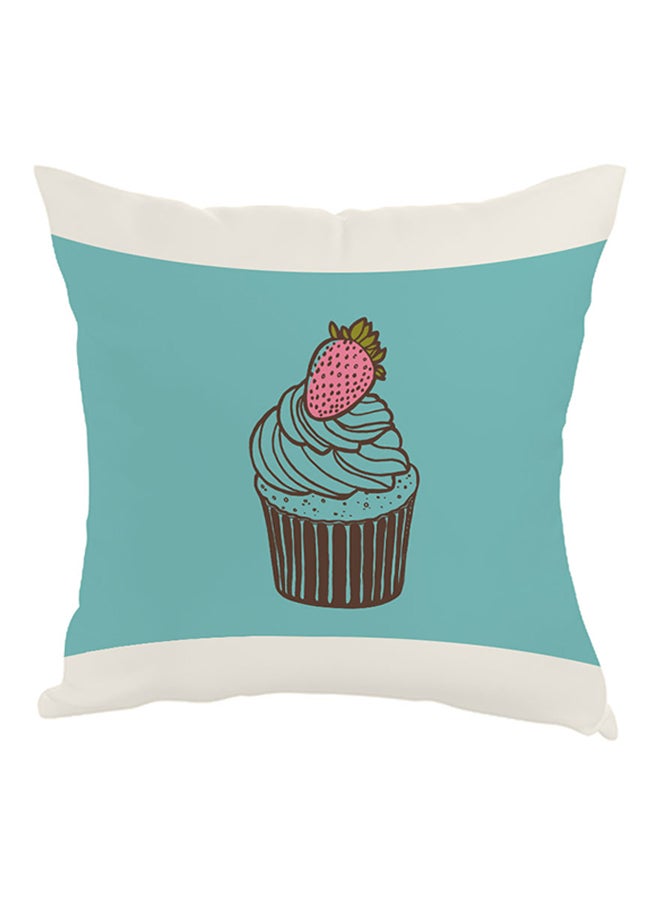 وسادة بطبعة قطعة كعك أزرق/ أبيض/أحمر 40 x 40سم