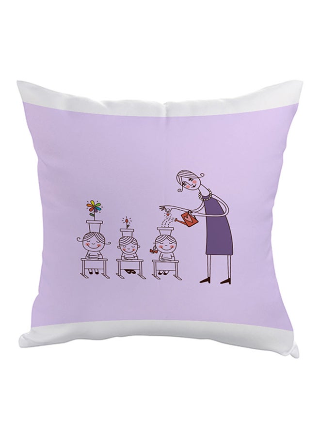 Decalac Plant The Seeds Of Love In Children Printed Pillow Purple/Off White 40 x 40cm