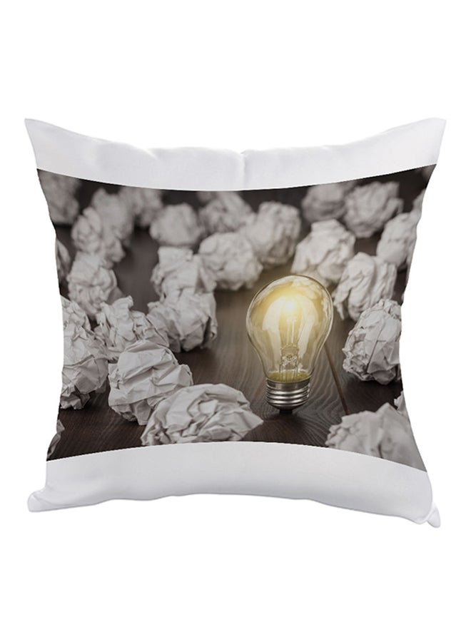 Positive Thoughts Printed Pillow White/Brown/Yellow 40 x 40cm