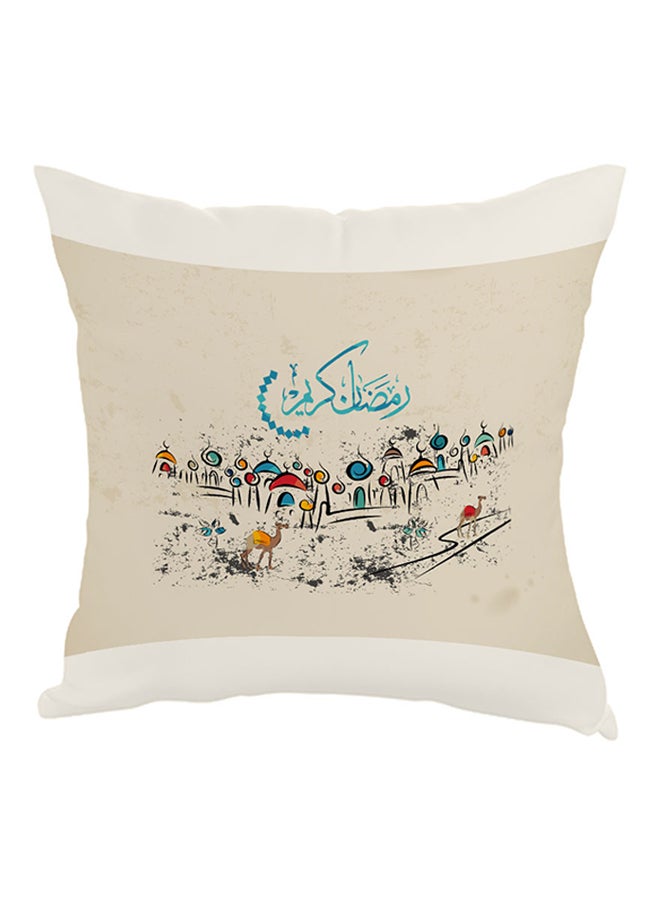 Ramadan Kareem Printed Pillow Beige/White 40x40cm - v1530819529/N15627622A_1