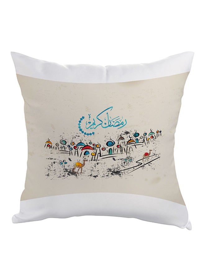 Decalac Ramadan Kareem Printed Pillow Beige/Red/Blue 40x40cm 