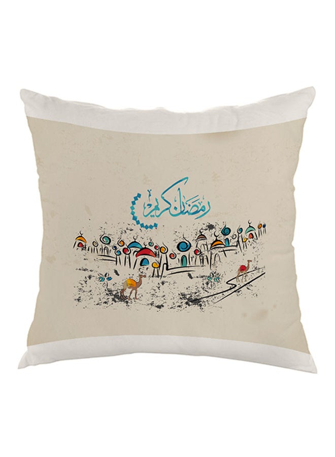 Decalac Ramadan Kareem Printed Pillow Beige/Red/Blue 40x40cm 