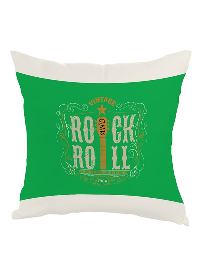 ديكالاك وسادة للزينة بطبعة عبارة "Rock And Roll" أخضر/أبيض 40 x 40سم