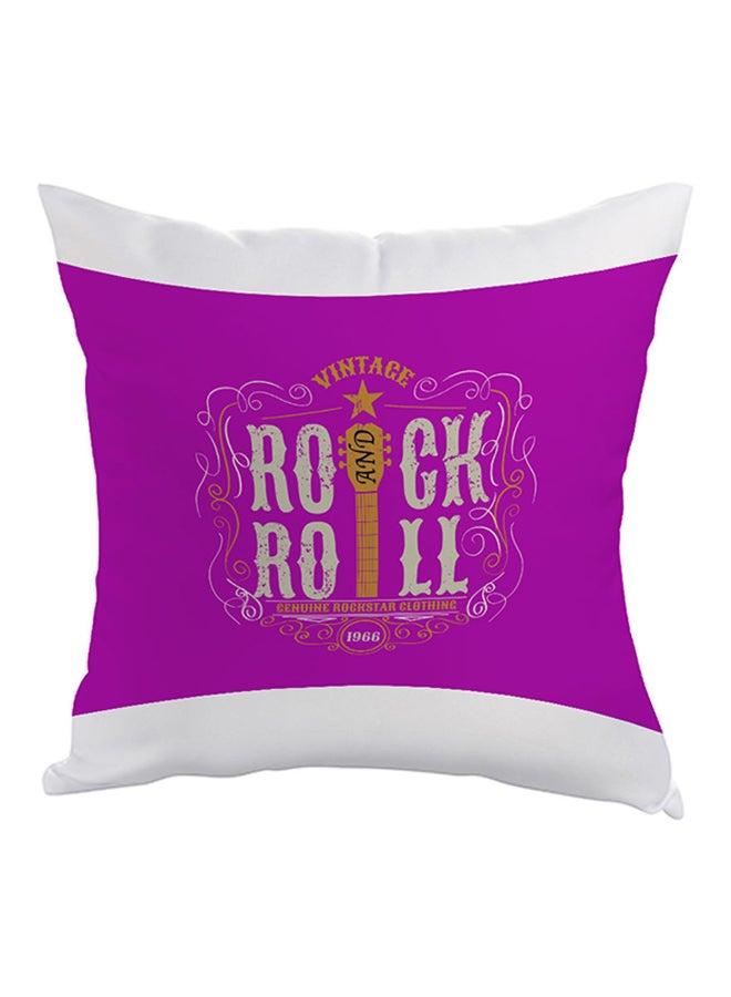 Rock And Roll Printed Pillow Purple/White/Yellow 40 x 40cm
