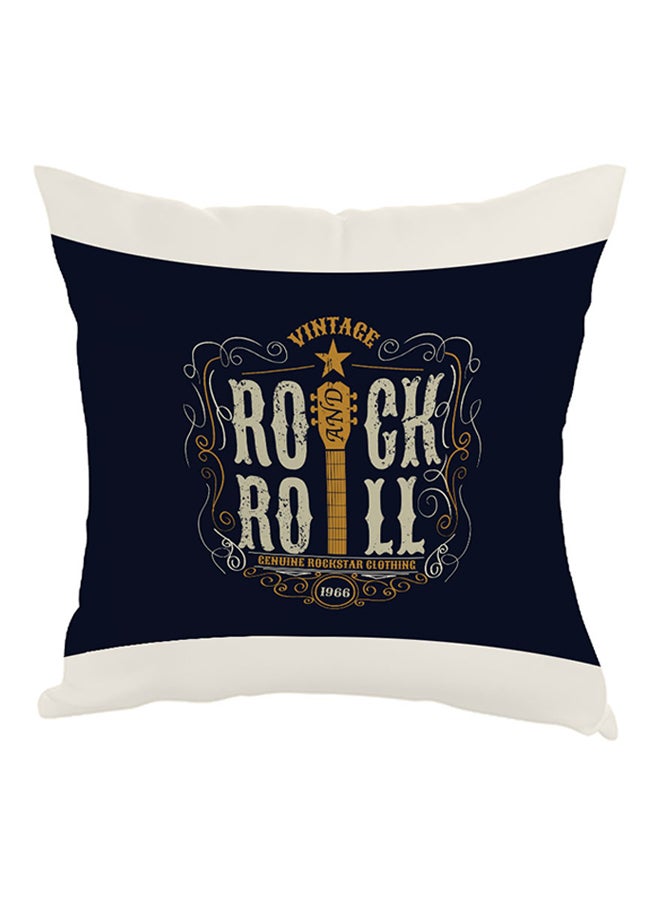 Rock And Roll Printed Pillow Black/Yellow/White 40 x 40cm