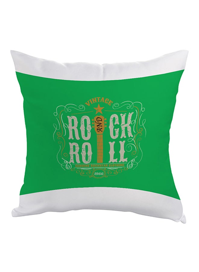 وسادة بطبعة "روك أند رول" أخضر/ أصفر/ أبيض 40 x 40سم