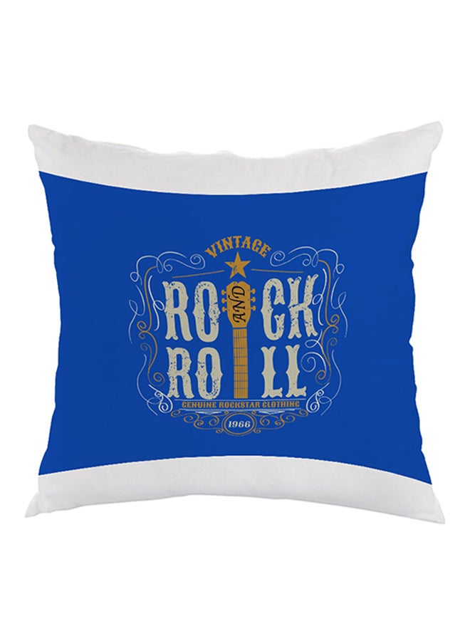 وسادة زينة بطبعة عبارة "Rock And Roll" أزرق/أصفر/أبيض 40 x 40سم