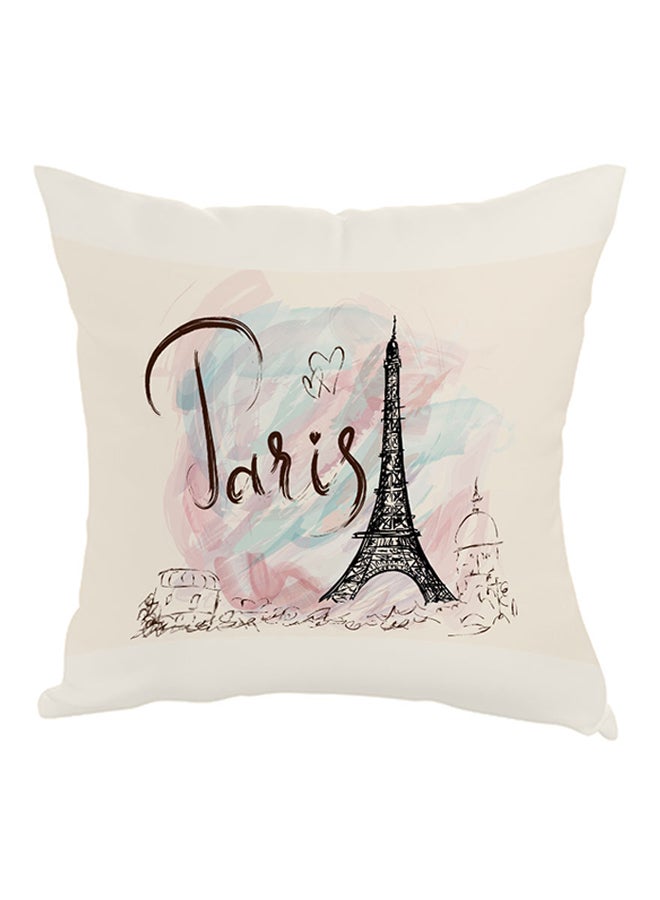 Romantic Eiffel Tower Printed Pillow White/Blue/Black 40x40cm
