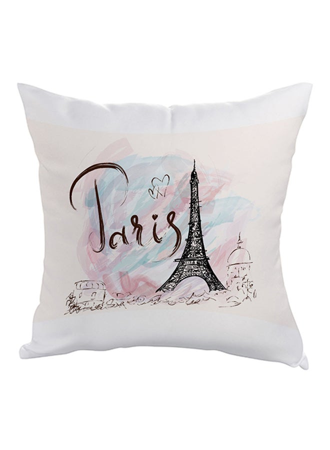 ديكالاك وسادة نوم بطبعة رومانسية لبرج إيفل أبيض/ أزرق/ أسود 40x40سم