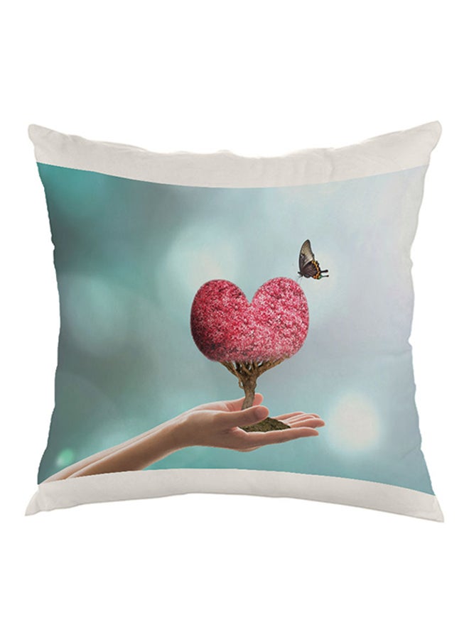 Romantic Heart Printed Pillow Blue/Pink/White 40x40cm