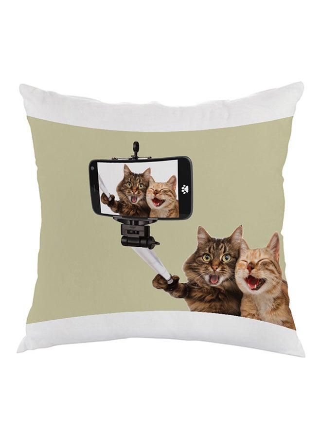 ديكالاك وسادة بطبعة صورة سيليفي للقطط أخضر/بني/أسود 40x40سم