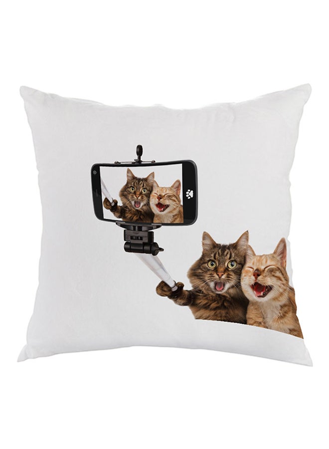 Silvie Picture Cats Printed Pillow White/Brown/Black 40x40cm